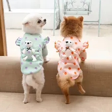 Candy Color Dotted Clothing for Cats Bear Pocket French Bulldog Floral Sweatshirt Adorable Winter Thick Fleece Dog Clothes