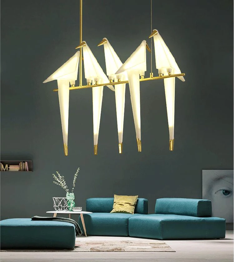 Description Picture 3 of itemNordic Pendant Light Gold Bird Cage Living Room Bedroom Origami Bird Light Kitchen Hanging Lamp Dining Room Paper House Lights