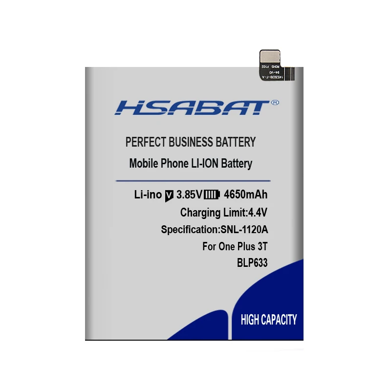HSABAT BLP633 протестированный высококачественный аккумулятор 4650 мАч для телефона OnePlus 3T A3010 1+ 3T OnePlus 3