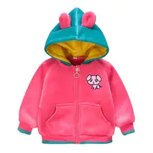 Детская зимняя одежда из хлопка детский зимний комбинезон, куртка на молнии с капюшоном с изображением собаки и объемными заячьими ушками на возраст от 0,5 до 4 лет