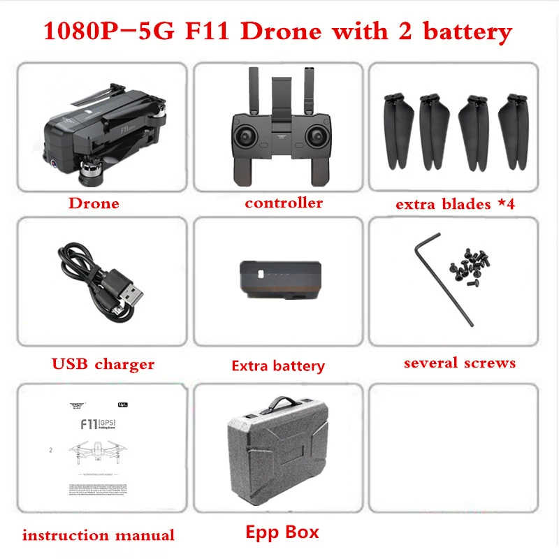 Дрон F11 Rc Gps бесколлекторный Дрон с 1080p Wifi камерой Дрон Квадрокоптер с камерой 28 мин Время полета Дрон Vs Cg033 - Цвет: 2 battery epp box
