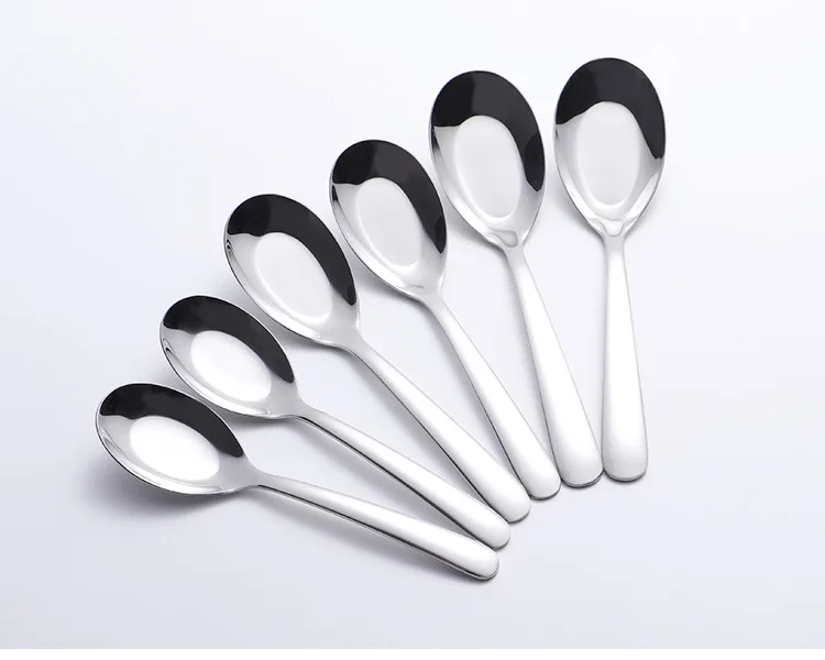 304 Stainless Steel round Handle Flat Spoon Large, Medium And Small Size 410 Chinese Style Household Ladel Spoon Wandering Peddl