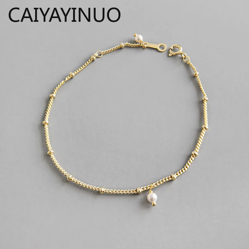 Женский браслет CAIYAYINUO золотистый из серебра 100% пробы | Украшения и аксессуары