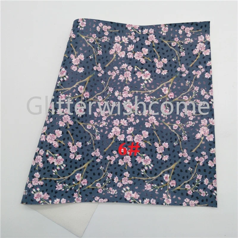 Glitterwishcome 21X29 см A4 размер с цветочным принтом искусственная кожа ткань листы, Переливающаяся Синтетическая кожа ткань для бантов, GM463B