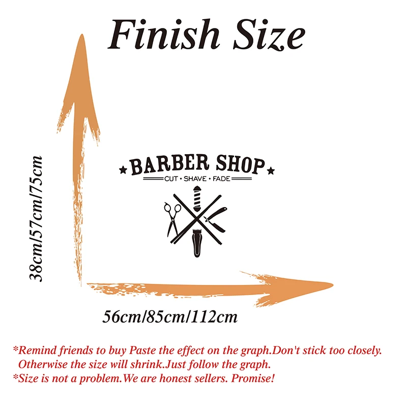 Barber Shop Logo Star Wall Sticker Hairstyle Makeup Cut Shave Fade Man Cave Wall Decal Hair Shop Vinyl Decoration (1)