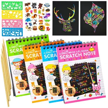 

10*14cm Scratch Note Children's Creative DIY Color Rainbow Scratch Paper book DIY Painting Colorful Graffiti Notebook Creative