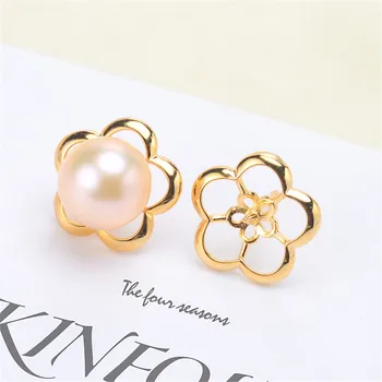 

HOT High Quality S925 Sterling Silver Stud Earrings Settings DIY Pearl Earring Hooks Findings Women's Jewelry Making Accessories
