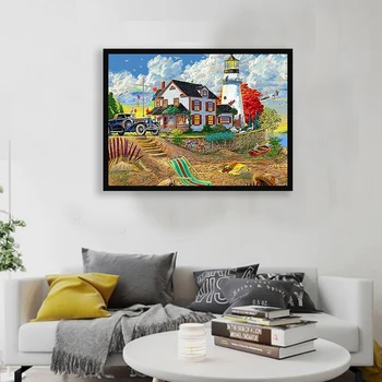 

DIY Diamond Painting Scenery House Diamond Landscape Picture Full Diamond Cross Stitch Home Decoration Christmas Gift