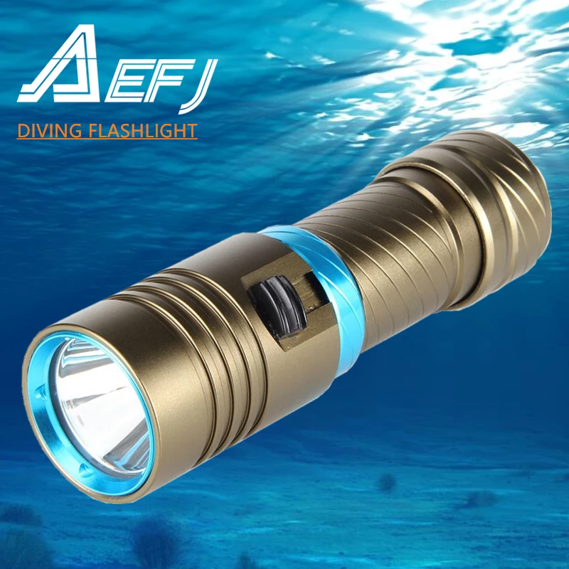 

XM-L2 Waterproof Dive Underwater 80 Meter LED Diving Flashlight Torches yellow Lamp Light Camping Lanterna With Stepless dimming