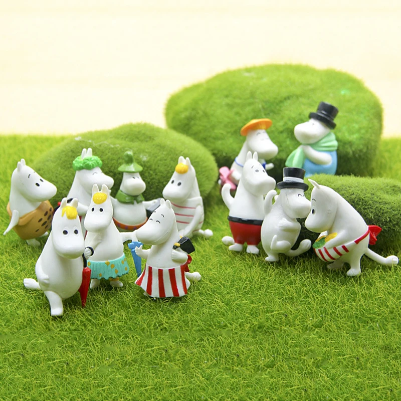 12 Pc Dollhouse Puzzle Cascade Hippopotamus Family Miniature Figures Jenga Micro Layer DIY Landscape PVC Model Creative Toy Gift-0