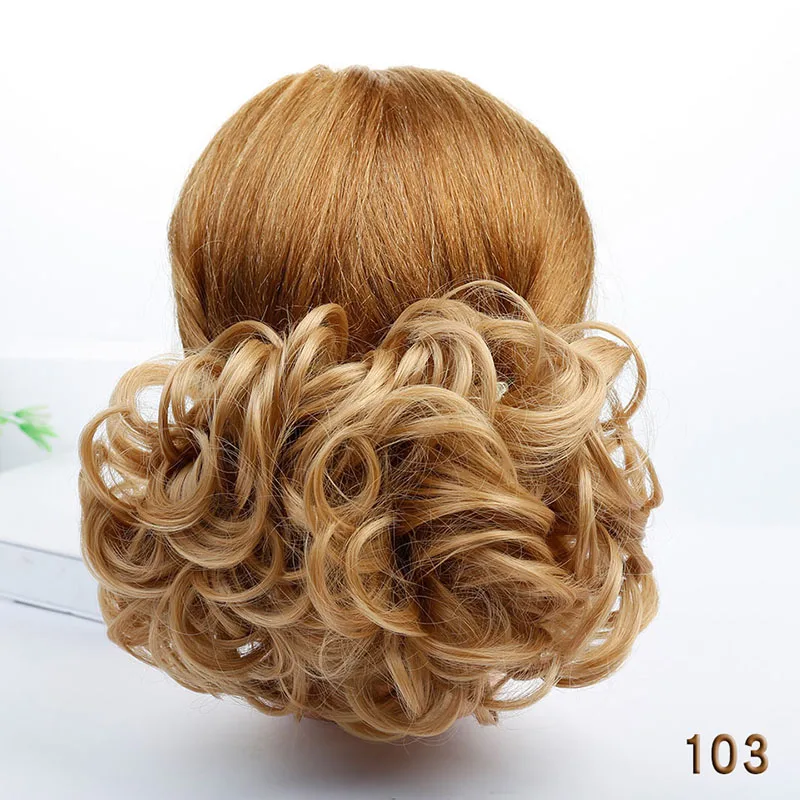 Synthetic Short Curly Chignon Elastic Rubber band Two Plastic Comb Clips in Hair Extensions Hair Bun for Women bridal chignon - Цвет: 103