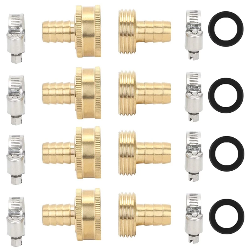 Garden Hose Repair Kit Solid Brass Mender Female And Male Hose Connector With Clamps Fit All 1 2 Inch Garden Hose Garden Water Connectors Aliexpress