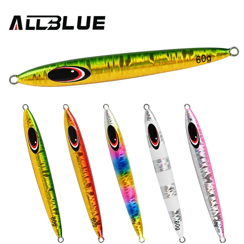 Allblue Metal Jigging Spoon 60G 80G 100G Esca Artificiale Off Shore Fast Jig Fishing Lure Super Hard Lead Fishing Tackle