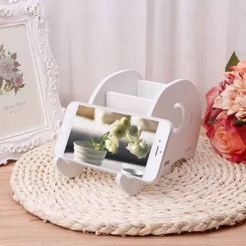 

Pen Bracket Stand Wood Rack Portable Pencil Holder Phone Holder White Elephant Shape Container Smartphone Cell Phone Rack
