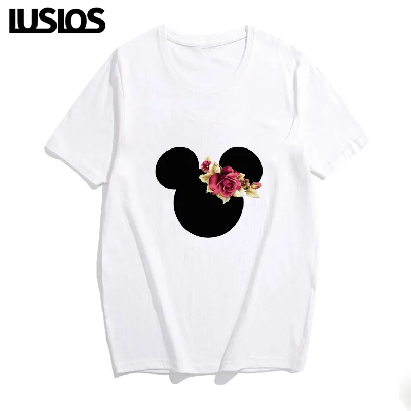 LUSLOS mouse футболка женская цветочная Минни футболка женская Kawaii летние футболки с короткими рукавами топы милая майка с рисунком футболка женска - Цвет: XWT0729