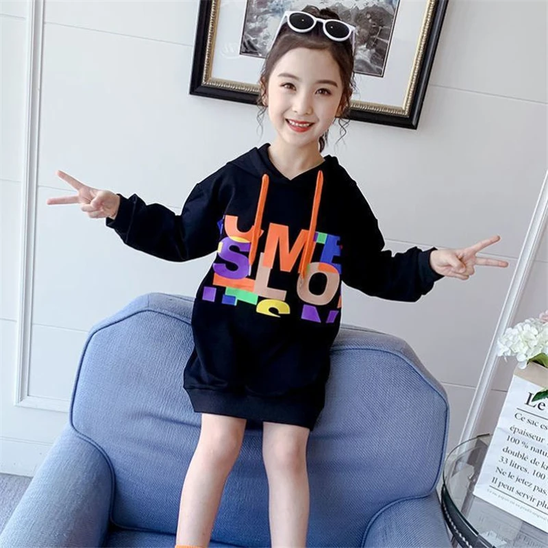 

New Sring Autumn Casual Tops Hoodies Girls Sweatshirts Jacket Coat Kids Overcoat Outwear Teenager Wedding Party Dress Plus Size
