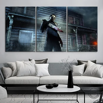 

3pcs Michael Myers Halloween Dead By Daylight Game Poster Paintings Canvas Art for Home Decor