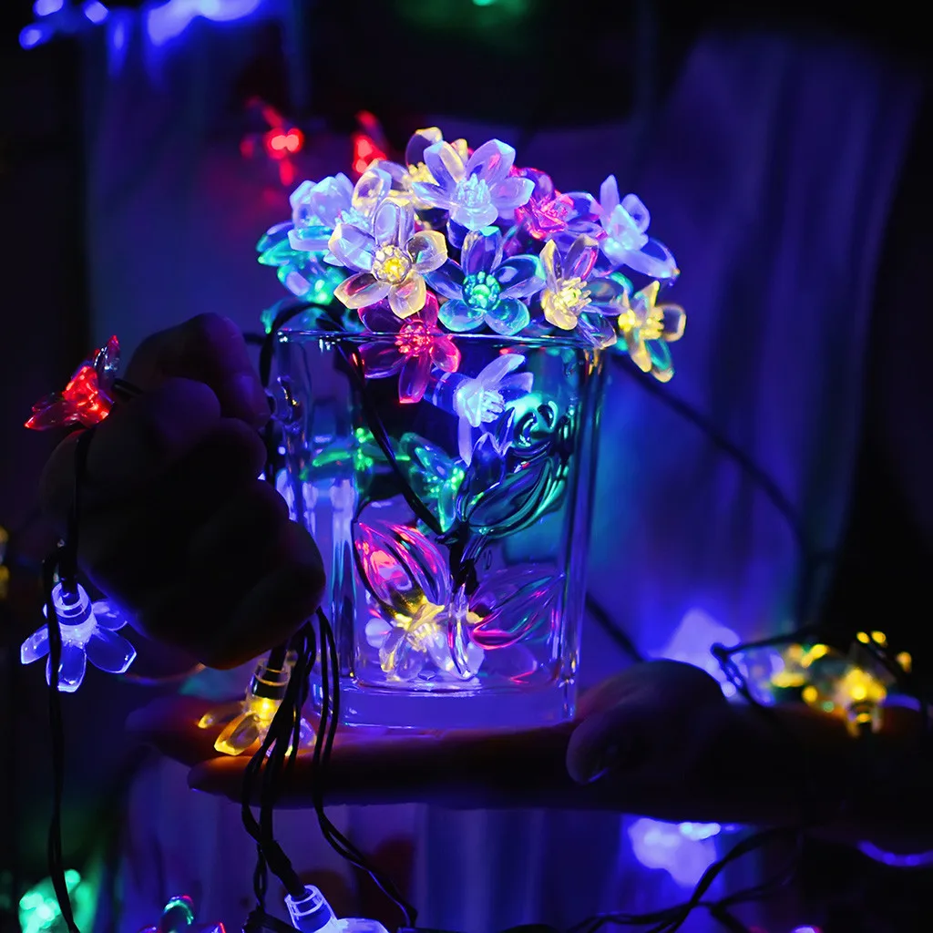 Solar 50 LEDS 7M Peach Flower Solar Lamp Power LED String Fairy Lights Solar Garlands Garden Christmas Decor For Outdoor