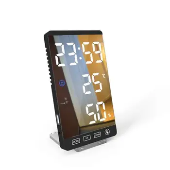 

Timepiece Mirror Surface Kitchen Gift Timer Digital Multicolo Multi-Functional Weather Forecast Clock Prompt LED Display