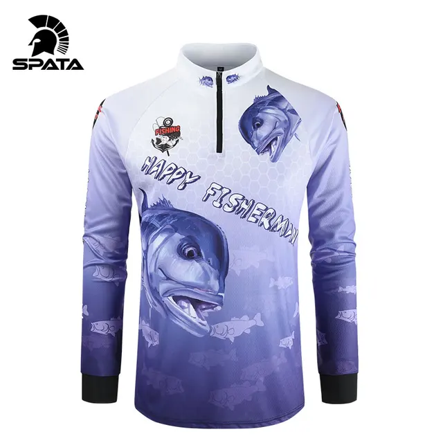 2021 SPATA New Fishing Shirts  Anti-UV Summer Fishing Jerseys Sunscreen Breathable Moisture-Wicking Quick Dry Fishing Clothing Purple