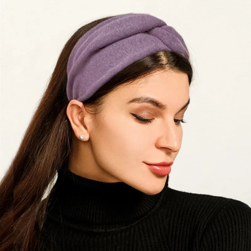 New Cashmere Cross Wide Headbands Winter Ear Warmer Soft Elastic Headwrap Turban for Women Solid Bandana Scarf Hair Accessories hair clips for women