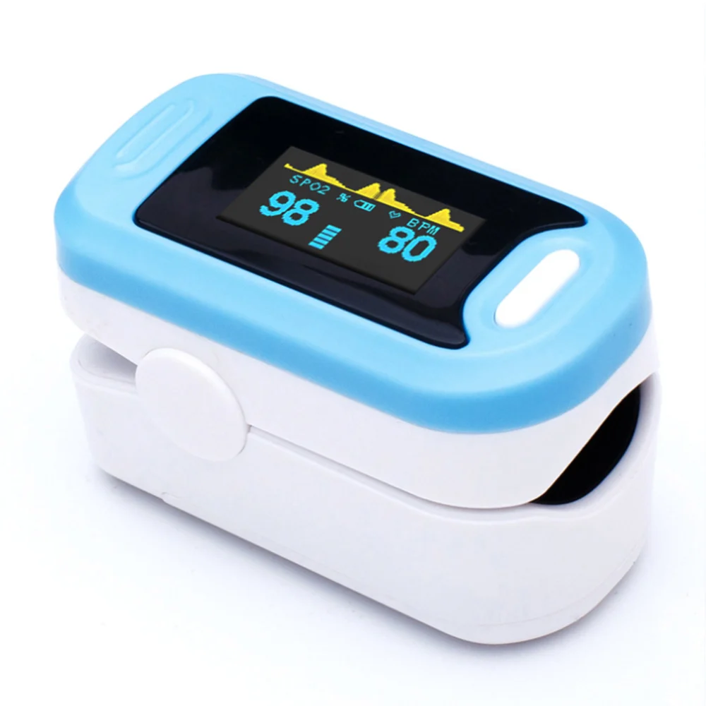 OLED Пульсоксиметр медицинское оборудование SPO2 PR аппарат измеритель насыщенности портативный оксигемометр для пальца домашний монитор сердечного ритма - Цвет: Синий