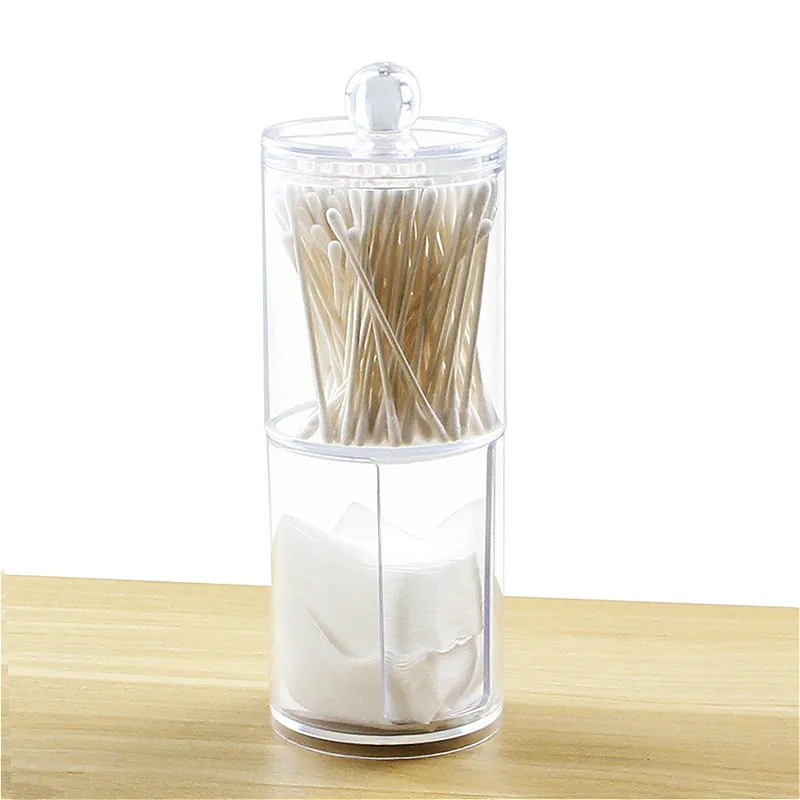 Contenedor de acrílico redondo Qtip para cosméticos, organizador para almohadilla multifuncional de algodón de maquillaje, caja de almacenamiento de joyas y tarros de caramelo