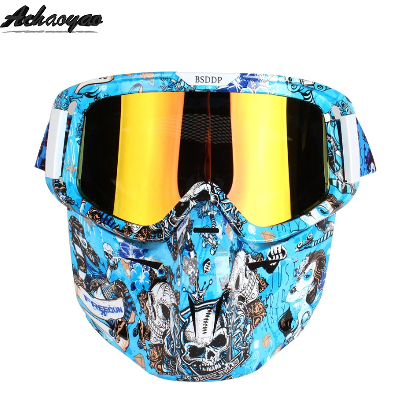 Винтажные мотоциклетные очки okulary Moto шлем очки ретро gafas Съемная модульная маска рот фильтр очки для мотокросса óculos