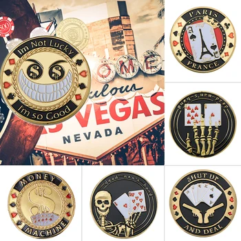 Protezione per carte da poker in metallo, carte da poker, buona fortuna, sfida, gettoni da casinò, gettoni da rivenditore, souvenir, regali da collezione