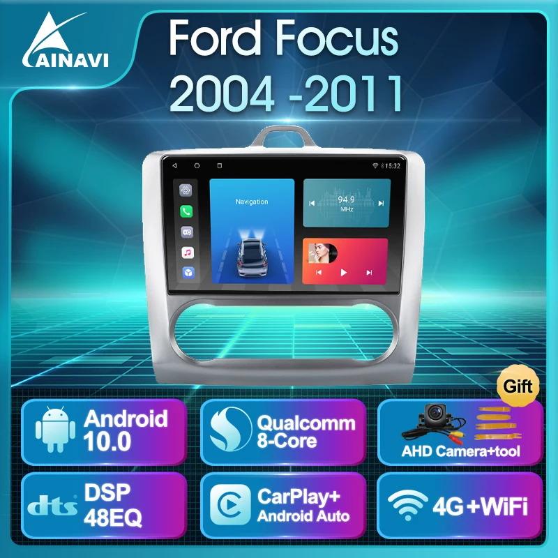 Автомобильный радиоприемник Android 10 QLED экран для Ford Focus 2004-2011 авто стерео