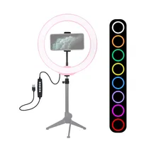 10.2 Inch 26cm USB RGBW Dimmable LED Ring Light Photography Fill Light Youtube Vlogging Photography Video Lights  &Phone Clamp