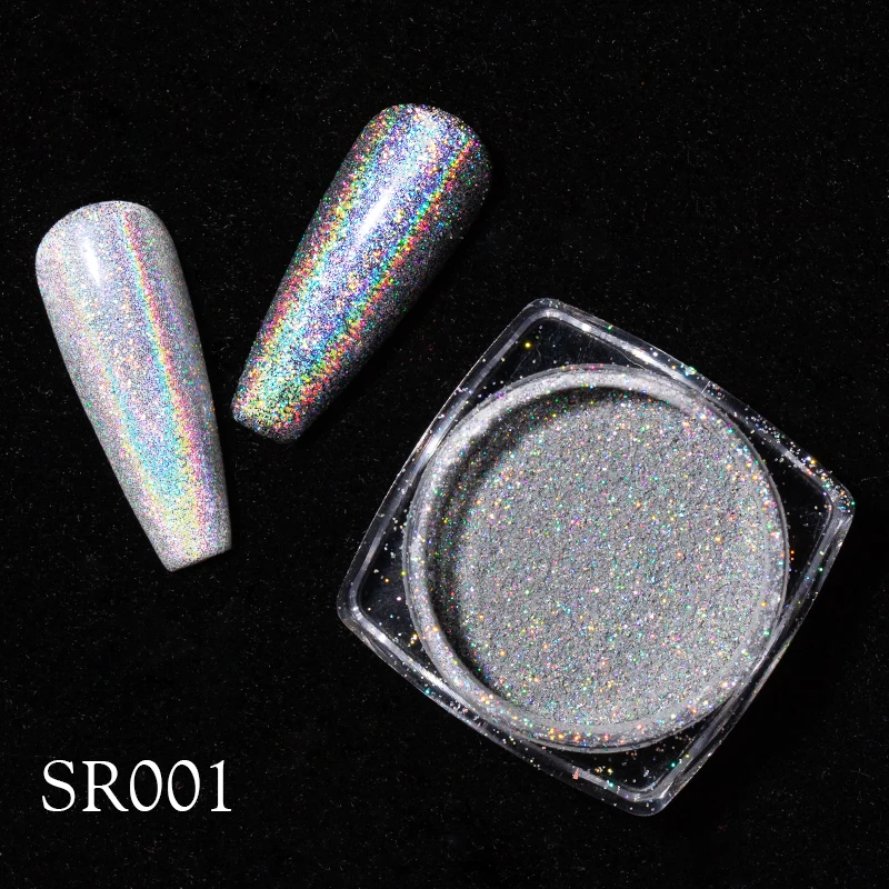 Holographic Nail Glitter Powder Laser Pigment Nail Art Dust Mirror Chrome Shining Pigment Powder 3D Art Decorations DIY Nail Powder Nail Glitter Nail Decoration Nail Decorations