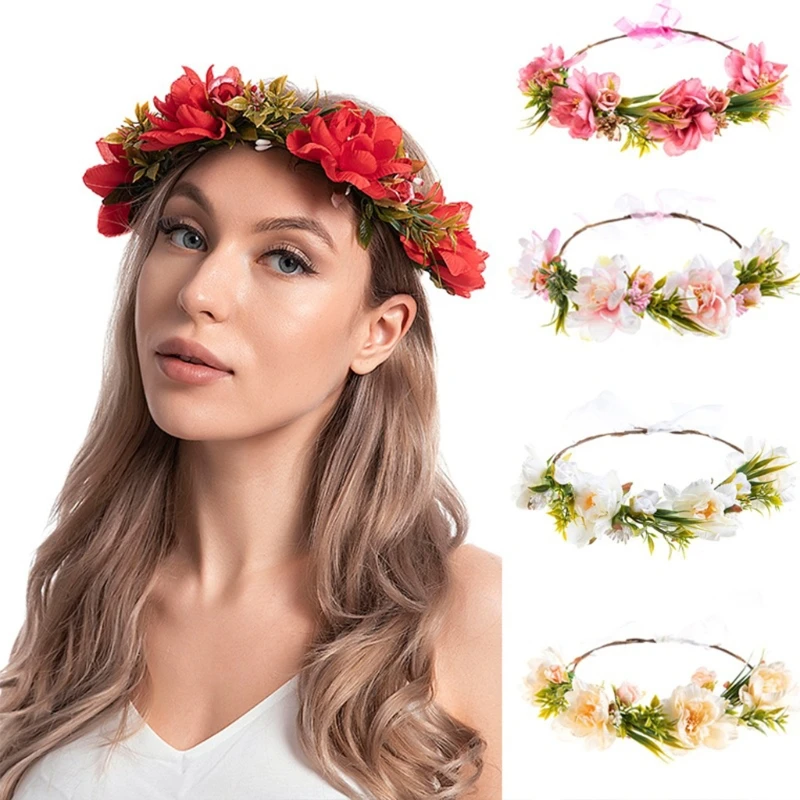 Adjustable Women's Flower Headband Crown Wedding Head Wreath Hair Garland Bridal 