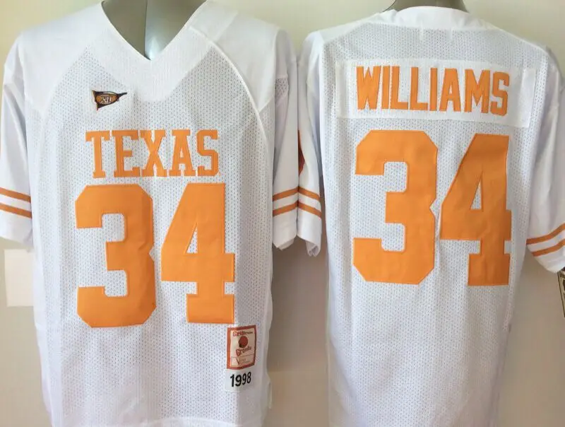 Небесно-голубой Stitiched, Texas Longhorns Vince Young Colt McCoy Эрл Кэмпбелл Рикки Вильямс Brian Orakpo Jersey - Цвет: Небесно-голубой