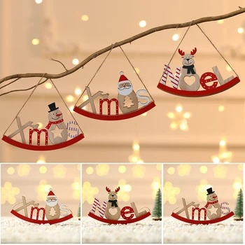 

Wooden Color Letter Card Pendant Christmas Ornaments Door Hanging Christmas Tree Pendant Gift For Kids Best Price