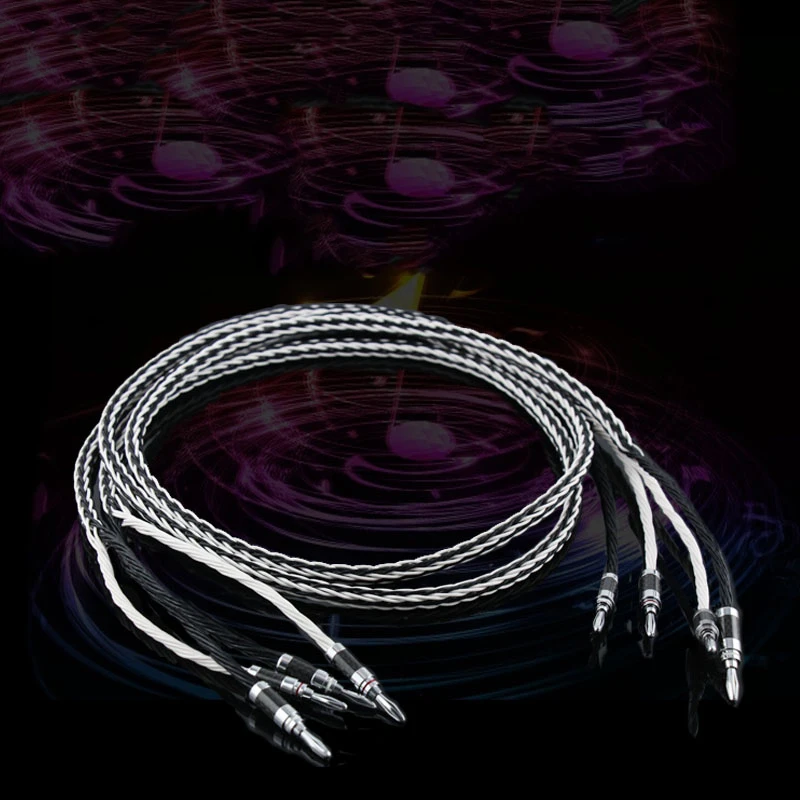 Высококачественный посеребренный кабель для динамика Kimber 7N с банановыми