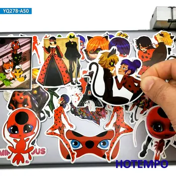 

50pcs Cute Ladybug Girl Cat Noir Anime Stickers Toys for Girls Kids Scrapbook Mobile Phone Laptop Suitcase Cartoon Decal Sticker
