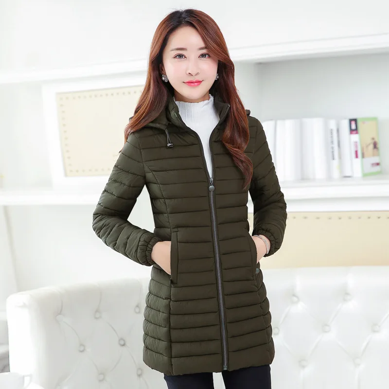 

2019 Winter New Style Large Size WOMEN'S Wadded Jacket Mid-length Hooded down Jacket Cotton-padded Clothes Slimming Thin Cotton-