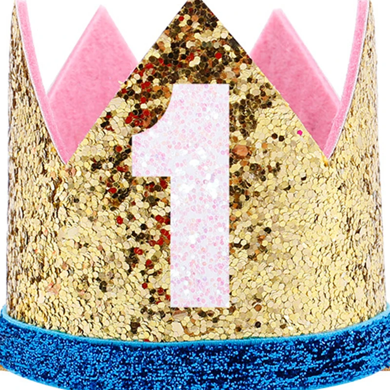 Счастливые первые шляпы для вечеринки по случаю Дня рождения декоративная крышка один день рождения шляпа Принцесса Корона 1-й 2-й 3-й год номер детские аксессуары для волос