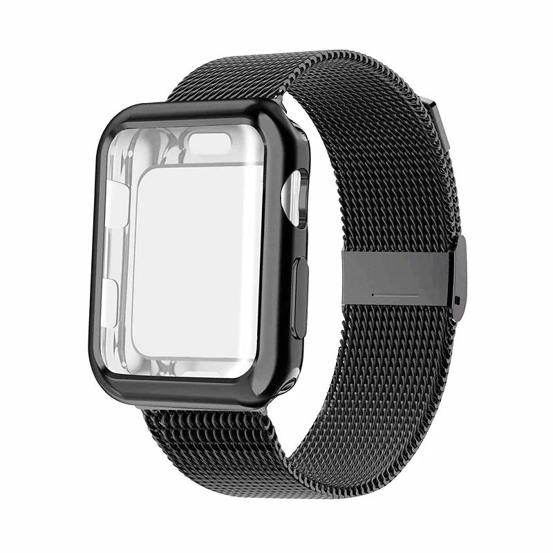 Чехол+ ремешок для Apple Watch Band 44 мм 40 мм iWatch band 42 мм 38 мм браслет из нержавеющей стали Миланская петля Apple watch 5 4 3 2 1 40