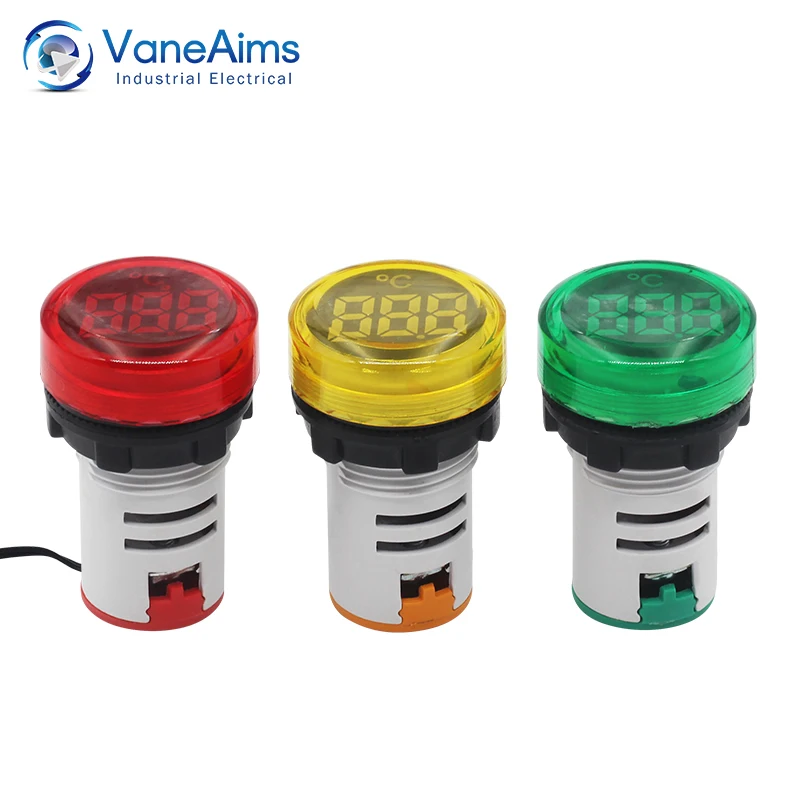 Thermometer VaneAims 22mm opening hole AC power supply Temperature measuring instrument Digital display LED thermometer-25~150℃ digital thermometer