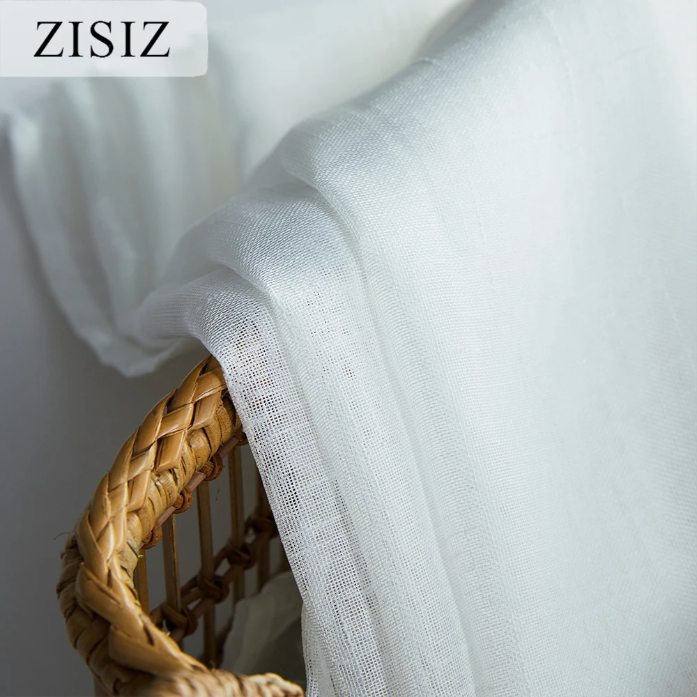 

ZISIZ Modern Tulle Curtains for Living Room Linen White Sheer Curtains for Bedroom Voile Curtains Window Treatments Drapes