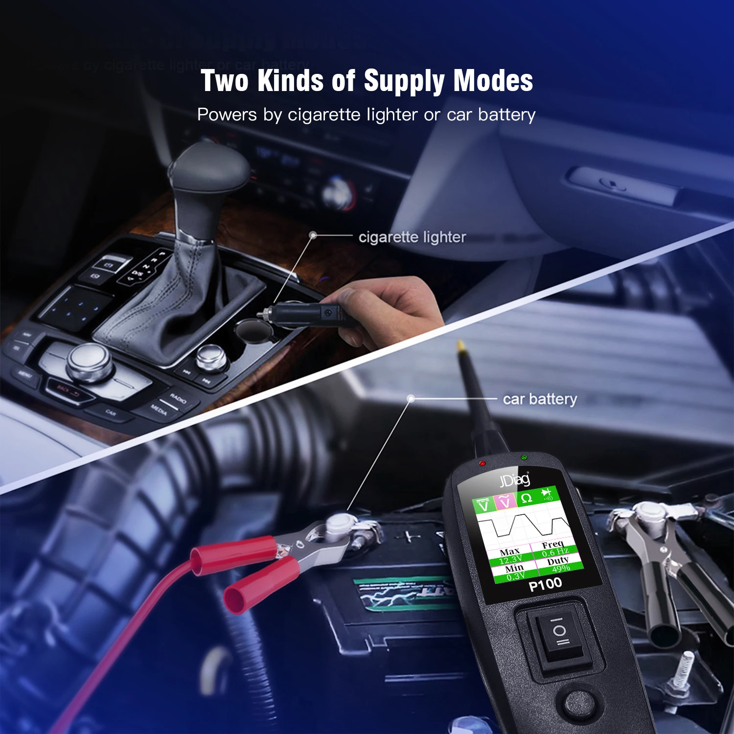 JDiag PowerPro P100  Electrical Circuit Tester for Cars Trucks and Motorbikes Multi-Lingual