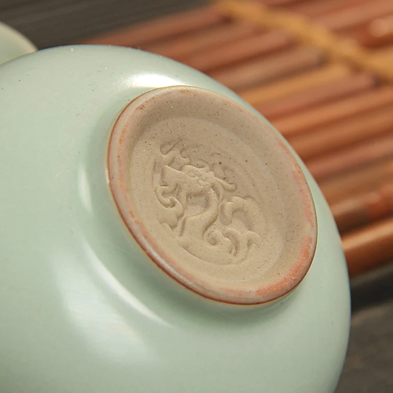 [GRANDNESS] Xiang Long* Ru Kiln Celadon кунг-фу чайная чашка и чайный горшок набор, Ruyao чайный набор включает 1 горшок 1 чашка дорожный чайный набор