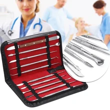 

10 Pcs Portable Stainless Steel Dentist Dental Wax Sculpture Teeth Clean Sterilize Tool Set Kit Dental Lab Equipment With PU Bag