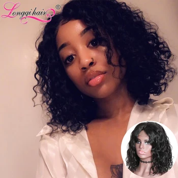

Longqi Brazilian Water Wave Wig Bob Lace Front Wigs 13X4 Lace Front Human Hair Wigs Human Hair Remy For Women 8 - 14 inch
