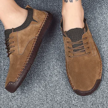 

Comfortable 2020 New Men's Casual Shoes Suede Leather Mens Shoes Handmade Mens Shoes Outdoor Lace-up Men's Walking Shoes 48