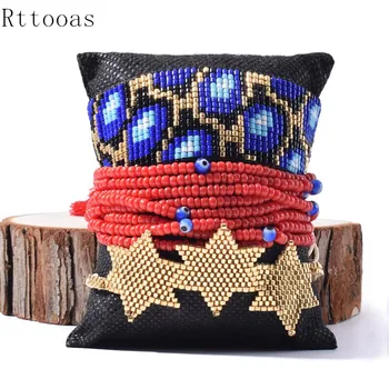 

Rttooas Blue Tortoise Pattern Bracelet Miyuki Beaded Charm Bracelets For Women Gold Star Tassel Jewelry Handmade 2020 New
