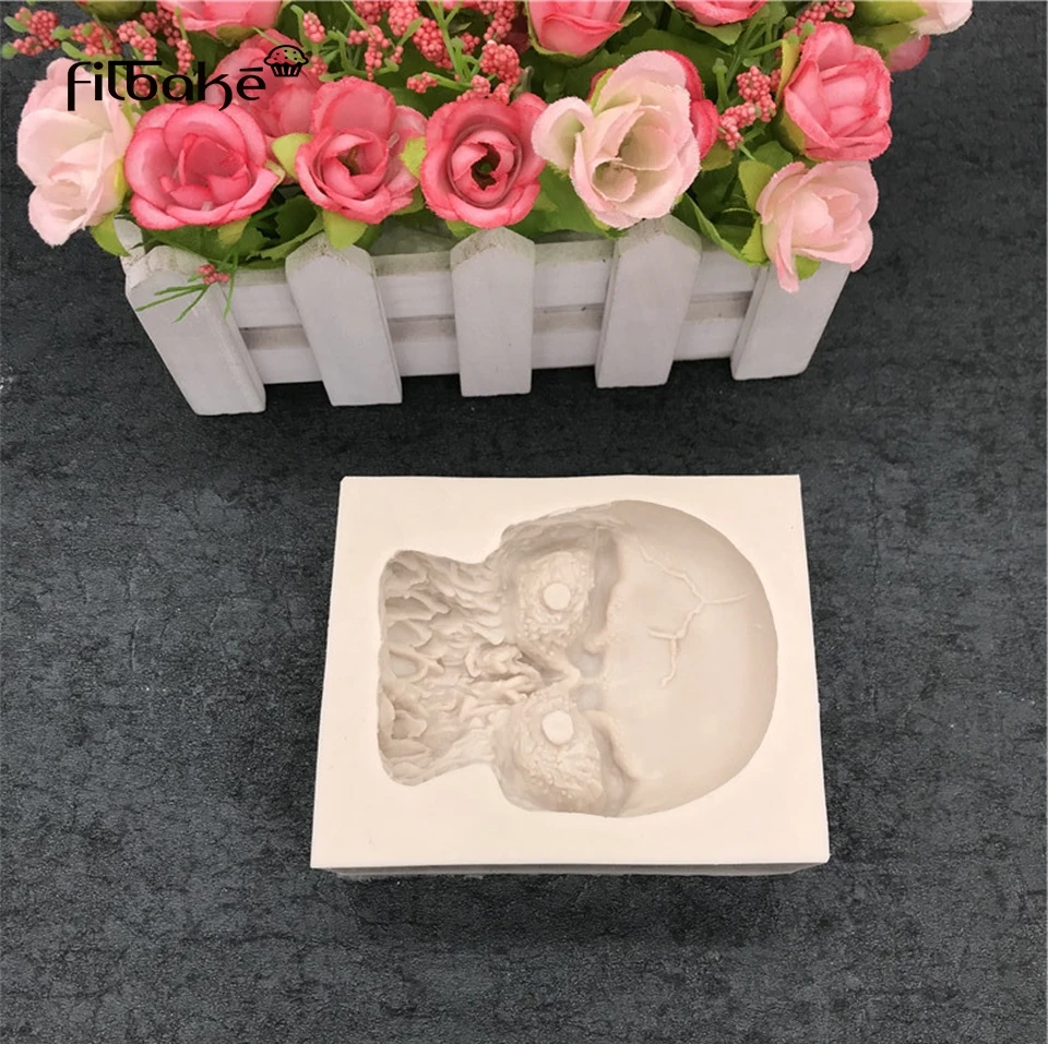 DIY Хэллоуин Череп 3D силиконовые формы сахарное ремесло украшения торта помадка формы пищевой формы для кухни украшения торта
