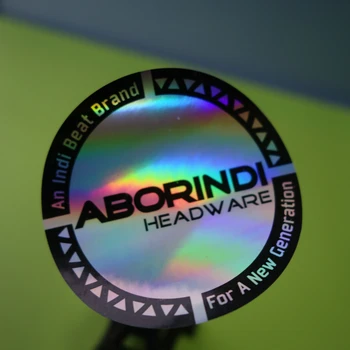 

custom printing 3D rainbow color changing silver hologram sticker for cap baseball hat